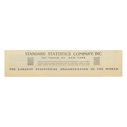 An index card of Standard Statistics Company Inc.